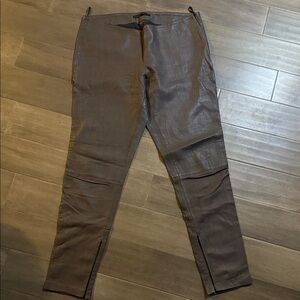 Set Mocha Brown Leather Straight Leg Pants SZ 10